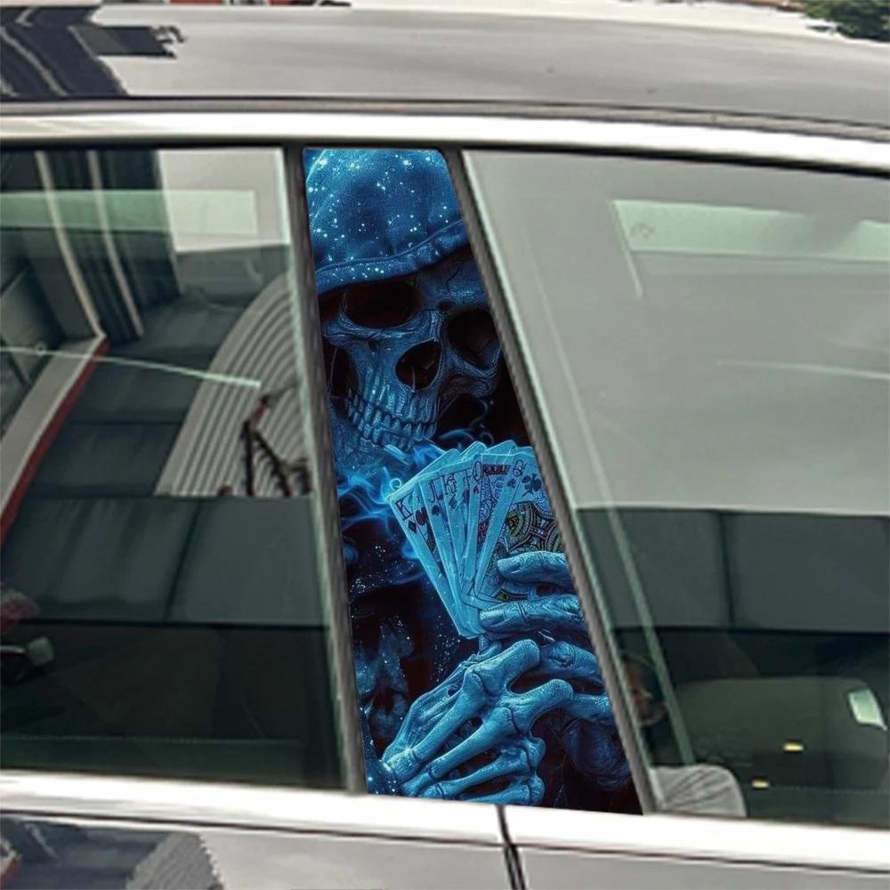 Devil Skeleton Samurai Skull Head Car B Pillar Sticker Waterproof Center Column Cover Scratches Sunscreen Car Accessories