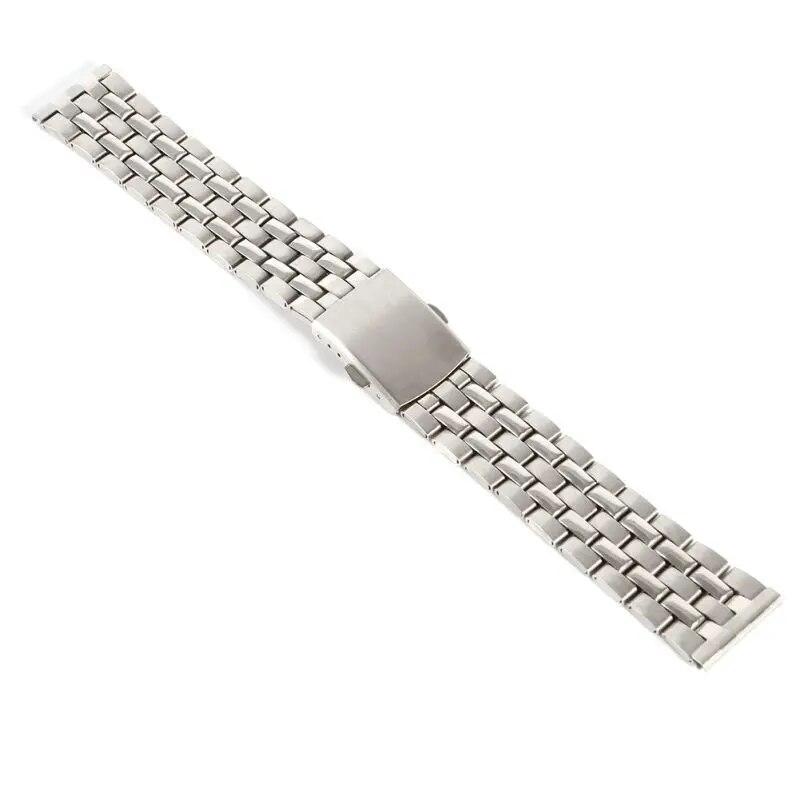 18/20/22mm Five Beads Watchband Classic Stainless Steel Fold Buckle Wristwatch Band