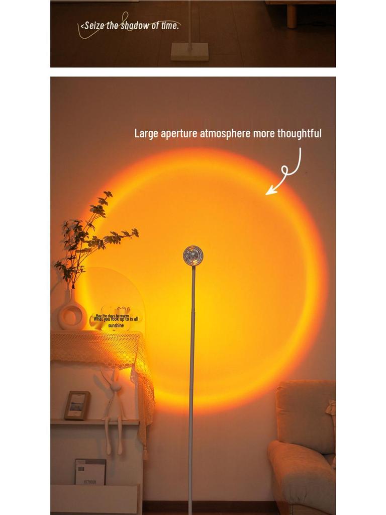 Ripple Atmosphere Light: Sunset Projection Dual-Head Floor Lamp for Living Room 