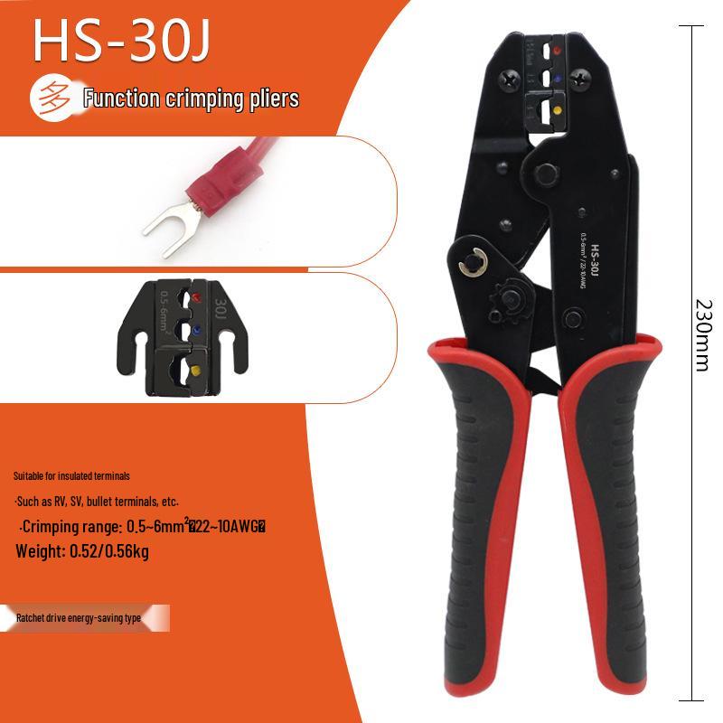 Pre-Insulated Terminal Ratchet Crimping Pliers Set for Electricians - HS-30J Model