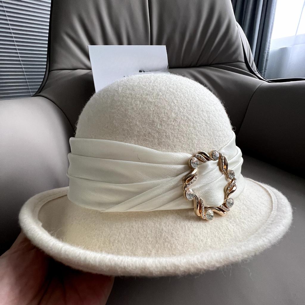 French High-grade Wool Hat with Small Brim, Fashionable and Elegant Woolen Autumn and Winter Hat, Retro Sunshade, Fisherman's Hair