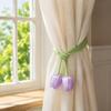 10Pcs Purple Curtain Tiebacks Polyester Hair Ties Elegant Tulip Flower Tassel  For Women