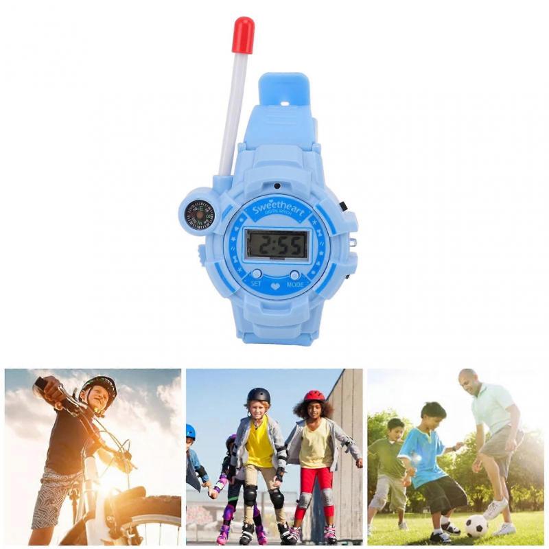 Children Walkie Talkies Watch LCD Screen Noise Reduction Telescopic Antenna Calling Walky Talky Watch Blue
