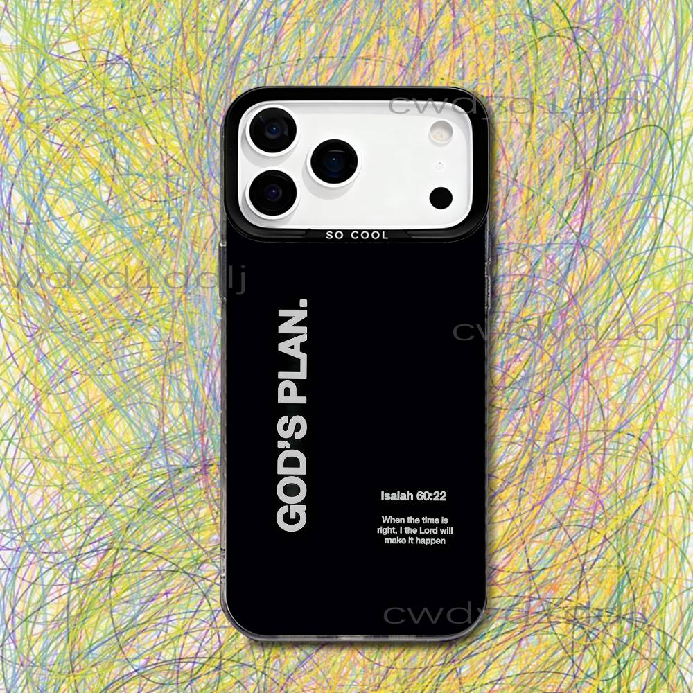 Christian Jesus Bible Quote Faith For iPhone 17,16,15,14,13,12,X,8,Pro,Max,Plus,SE4,Air,Mini Black IMD Matte Case