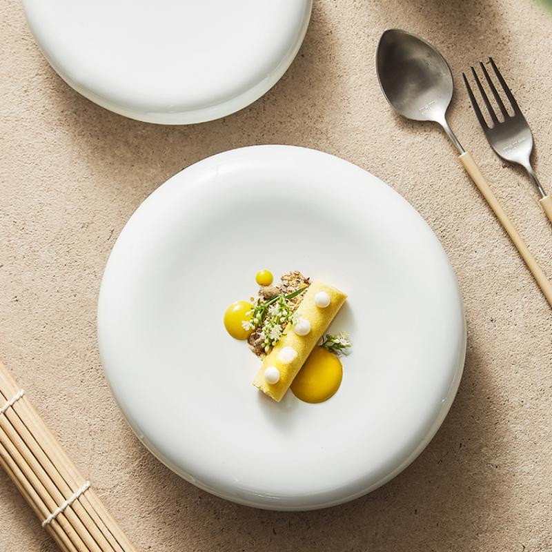 Molecular Tableware White Chinese-style Ceramic Special-shaped Dinner Plate Snacks Dish Hotel Restaurant Commercial Small Plate