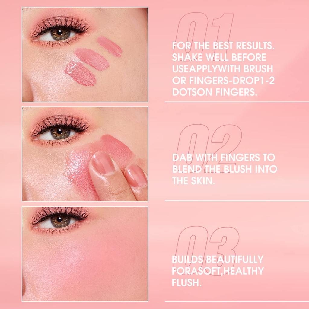 Cheek Gel Cream Liquid Cheek Makeup, Soft, Lightweight, Breathable, Long-Wearing, Smudge-Proof, Natural Look, Skin Tint Cheek Makeup (#Set)