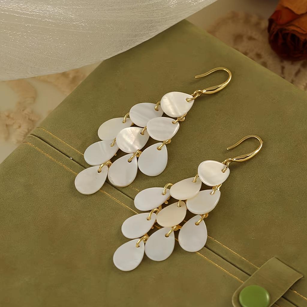 Elegant Water Drop Shell Dangle Earrings - Perfect for Casual Attire