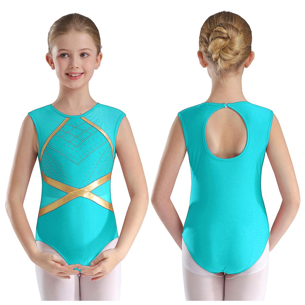 Mädchen Glänzend Bronzing Ballett Gymnastik Trikot Athletisch Activewear Training Jersey Athletisch Unitard Eiskunstlauf Kostüm