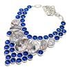Crazy Lace Agate, Blue Topaz 925 Sterling Silver Jewelry Necklace 18" SU-9746