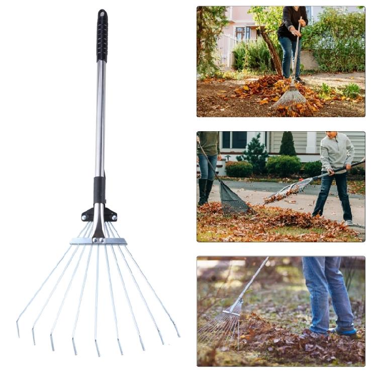 Telescopic Metal Rake Adjustable Garden Leaf Rake Camp Rake Expandable Metal