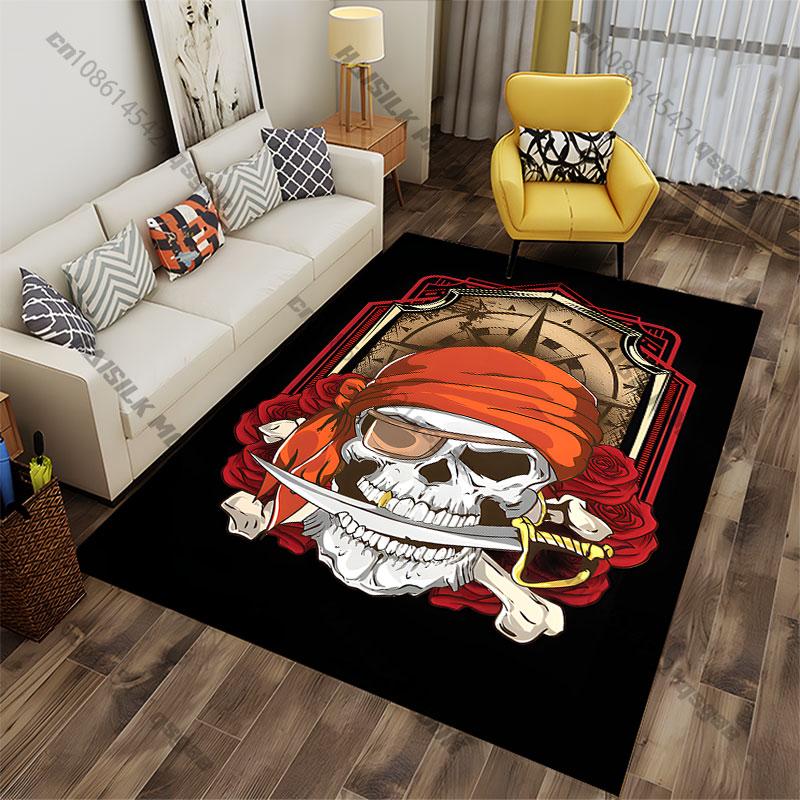 Piraten Totenkopf Abenteuer Thema Teppich Yoga Wohnzimmer Raumdekoration Kinder Krabbelmatte Fußmatte Bereichsteppich Spielmatte
