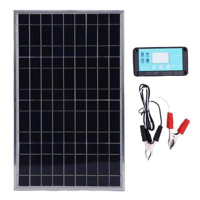 Κιτ Ελεγκτή Ηλιακού Πάνελ 100W Ηλιακό Πάνελ με Πλαίσιο Αλουμινίου Φορτιστής και Ελεγκτής Φόρτισης 12V 10 50A για τροχόσπιτο Αυτοκίνητο Σκάφος