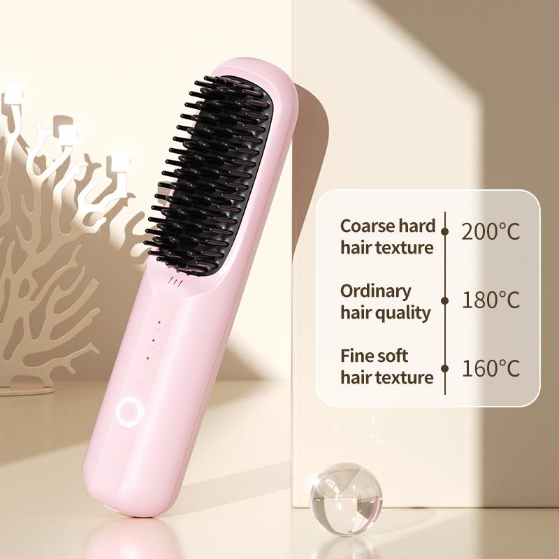 Compact Electric Hair Brush Ion Generator Digital Temperature Display Hot Comb Silky Smooth Hair Brushes