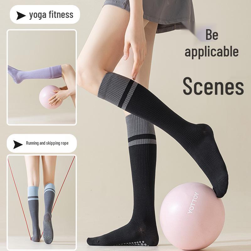 Calf Color Block Compression Socks: Non-Slip Yoga, Pilates, Cycling, Dance, and Fitness Thigh-Highs.
