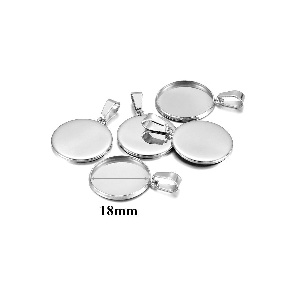 10pcs Fit 10 12 16 20 30mm Stainless Steel BlankCabochon Cameo Base Settings Tray Bezels Pendant Charms for DIY Jewelry Making