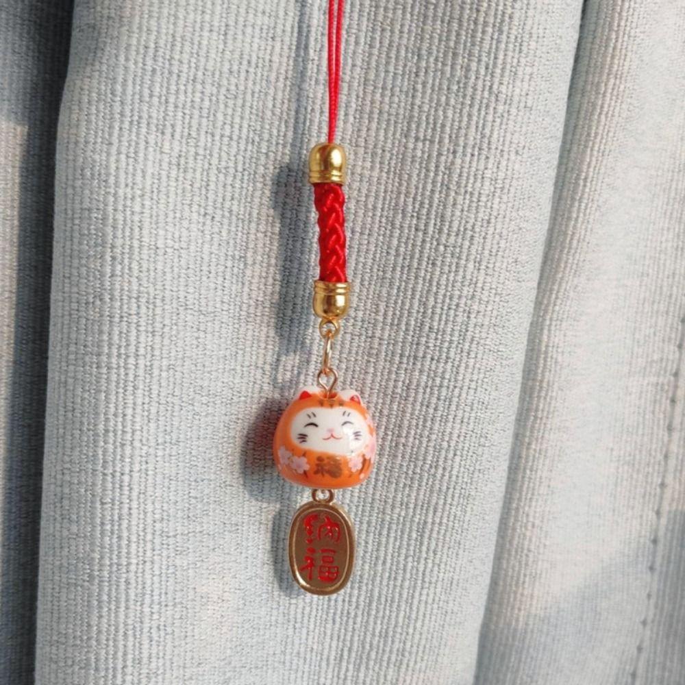Cartoon Maneki Neko Pendant Car Keyring Phone Strap Ornaments Fashion Lucky Cat Keychain  Gifts