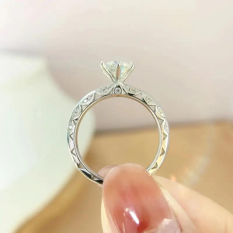 Six-Claw Inlaid Zircon Ring, Engagement Wedding With Jewelry, Fashionable Classic And Elegant