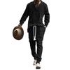 Mens V-Neck Jacquard Knit Sweater Casual Pants Set Outfit Teens Young Adults