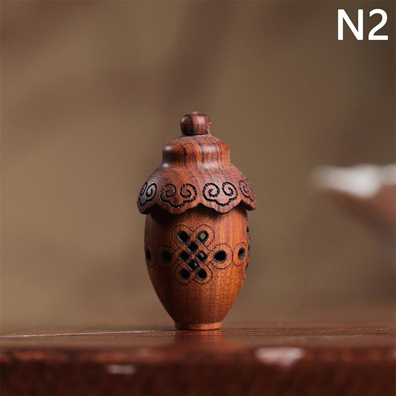 Natural Wood Lotus Shape Perfume Bottle Incense Expanding Mini Sandalwood Portable Sealed Jar Pendant Pomander Container