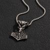 Men's Distressed Hammer Pendant Necklace with Stainless Steel Sheep Head and Rope Pattern, Long Box Chain