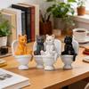 New Cute Cat Sitting On Toilet Figurine Mini Resin Kitten Doll Statue Desktop Miniature Ornament Home Bathroom Decor Craft
