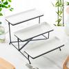 3-Tier Serving Tray Tiered Food Serving Platter Reusable Space-Saving Party Fruit Dessert Cupcake Display Holder with Metal Stand