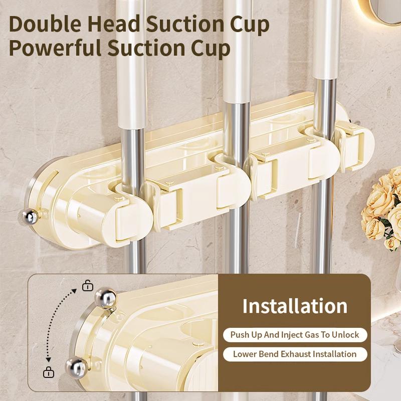 Bathroom Row Non Perforated Mop Holder Suction Cup Wall Mounted Storage Rack Broom Clip Home Storage Supplies