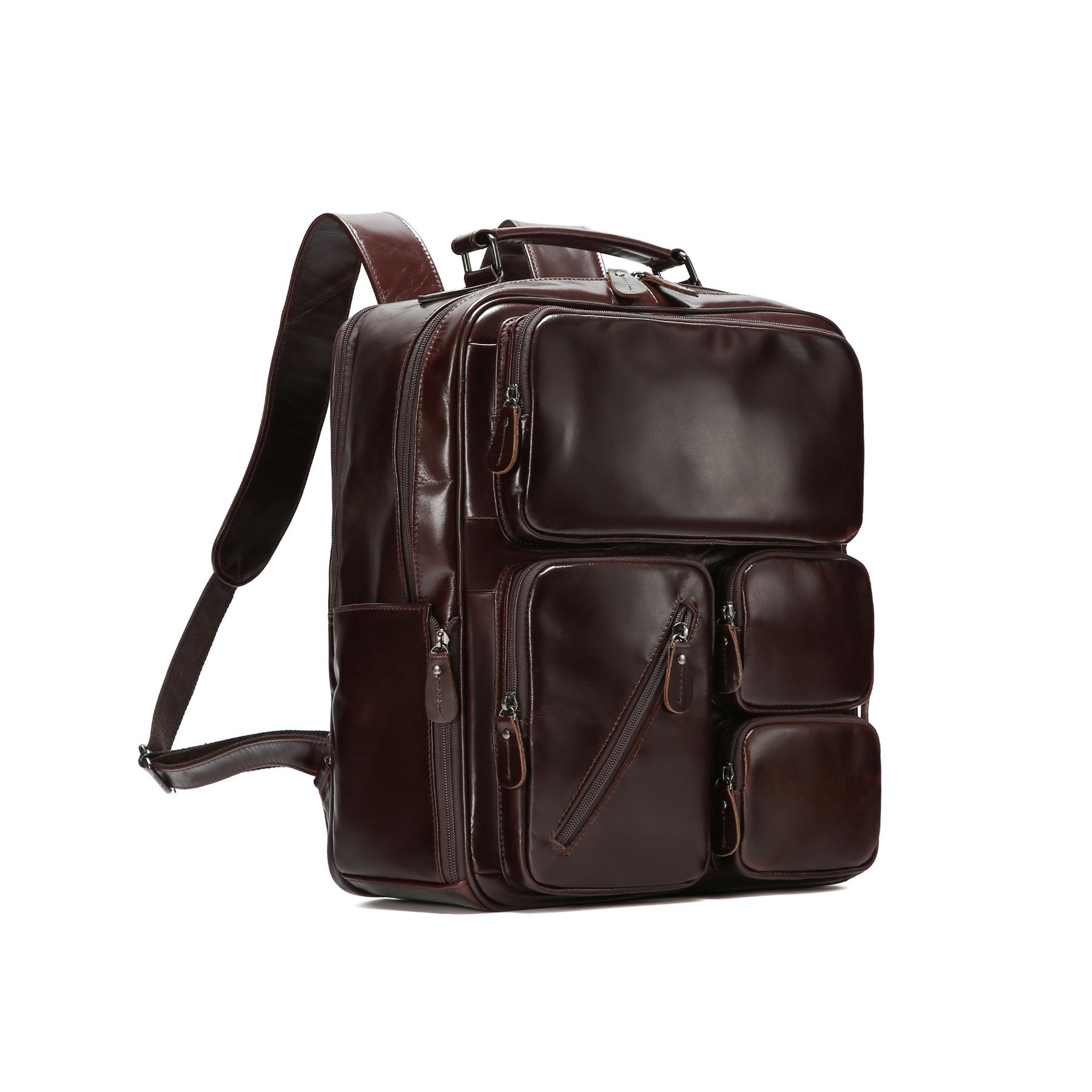 

Мужской рюкзак для путешествий из натуральной кожи с несколькими карманами: Большая вместимость, универсальный и идеальный для повседневных приключений на открытом воздухе.