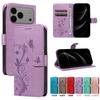 Étui à motif Fleur de Papillon pour iPhone 17 16 15 14 13 12 11 Pro Max Plus Mini 16E 17 Air Flip Portefeuille Fente pour Carte Couverture Livre en Cuir