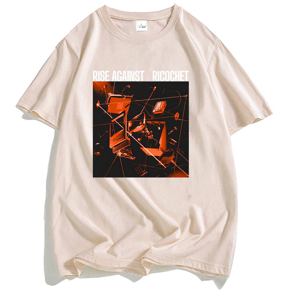 Ricochet Album Cover T-Shirt RISE AGAINST Rock Band Tshirts Casual Short Sleeve Male T Shirt Unisex Hip Hop Streetwear Men Tees