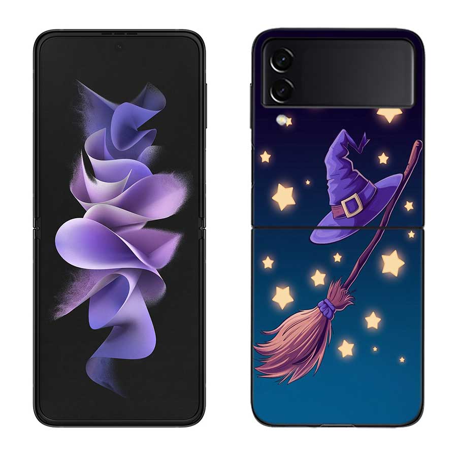 Halloween Wizard Hat Horror Fun Phone Case For Samsung Z Flip 7 6 5G Galaxy Z Flip 5 4 3 Black Hard Cell Cover Luxury PC Shell