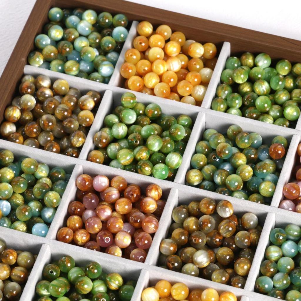 Retro Style Gilded Resin & Acrylic Beads for DIY Jewelry Crafting