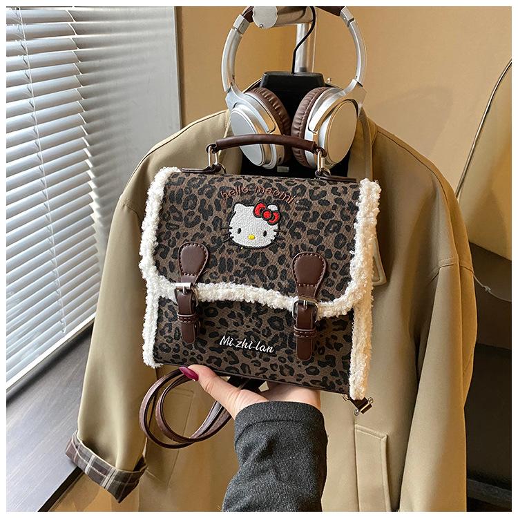 Cartoon Cute Cat Girl Backpack Retro Leopard Print Kindergarten Baby Schoolbag Autumn And Winter Children S Backpack