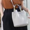Leather bucket bag, new high-end women's summer messenger bag, large-capacity vegetable basket, cute women's bag.