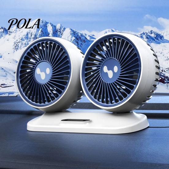 Auto Cooling Fan Car USB Powered Double Heads 360 Degree Rotatable 3 Speeds Adjustable 12V/24V Universal Large Airflow Dashboard Mount Accessories