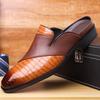 Big Size Fashion Casual No Heel Half Slippers for Men Summer Autumn New Designer Leather Shoes Male Solid Color Mules Man