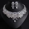 Brilliant Ripple Tassel Zirconia Confidence Women Necklace Earrings Jewellery Set Evening Bridal Wedding Dress Accessories M-291