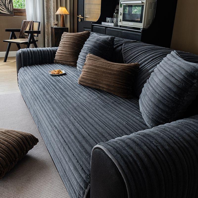 Plush Thickened Warm Sofa Cushion Winter Non-Slip Autumn And Winter Cover Cloth Solid Color Simple Modern Nordic