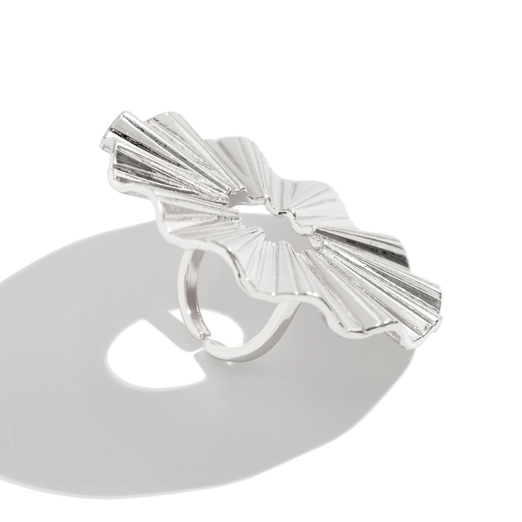 Salircon Anello Vintage Geometrico Colore Oro a Forma di Ventaglio per Donna Design di Personalità Anello Regolabile in Metallo a Forma di Piuma Gioielli di Tendenza
