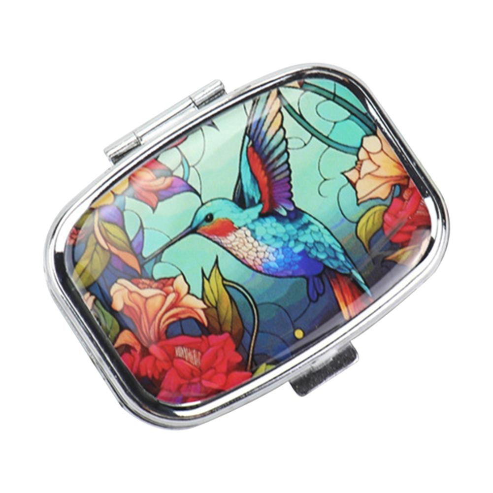 

Small Pill Box & 2 Compartment Decorative Medicine Holder Metal Pill Organizer for Vitamins Fish Oil Supplements Pill Containe