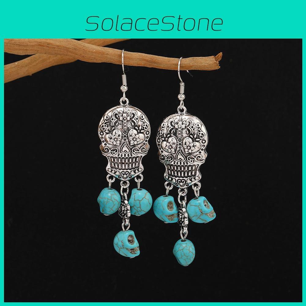 Skeleton Retro Long Earrings With Electroplating For Female Halloween Accessory Costume