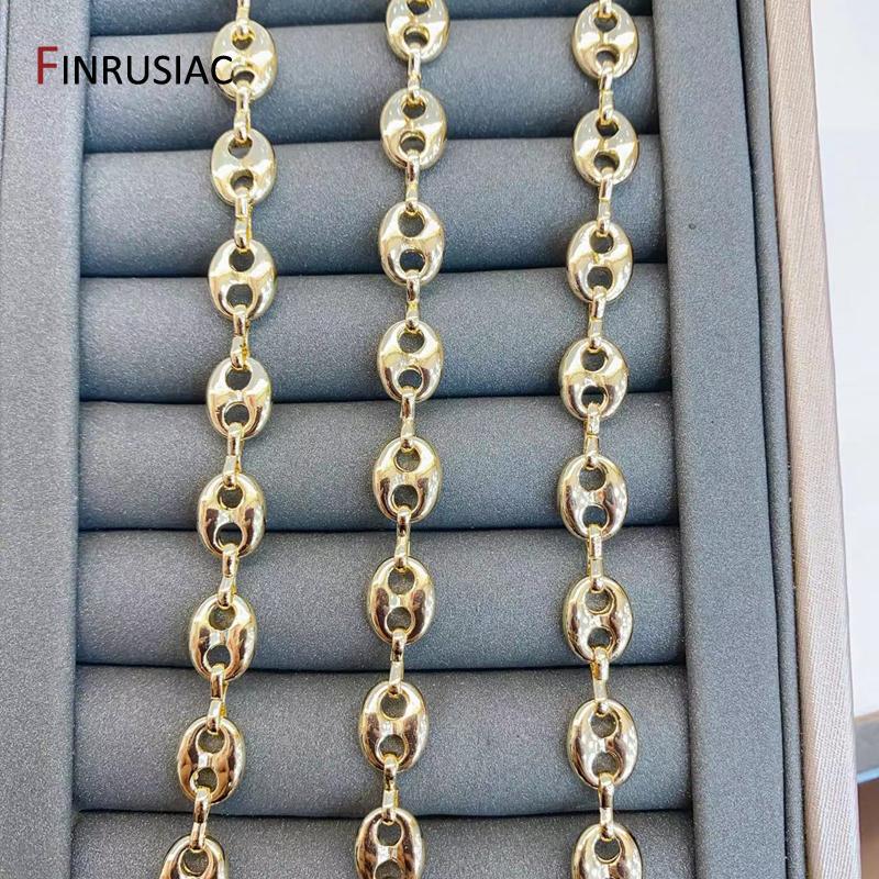14K Gold Plated Alloy Metal Thick Punk Chain For Jewelry,Chunky Heavy Cable Link Chain for DIY Necklace Bracelet Making Findings