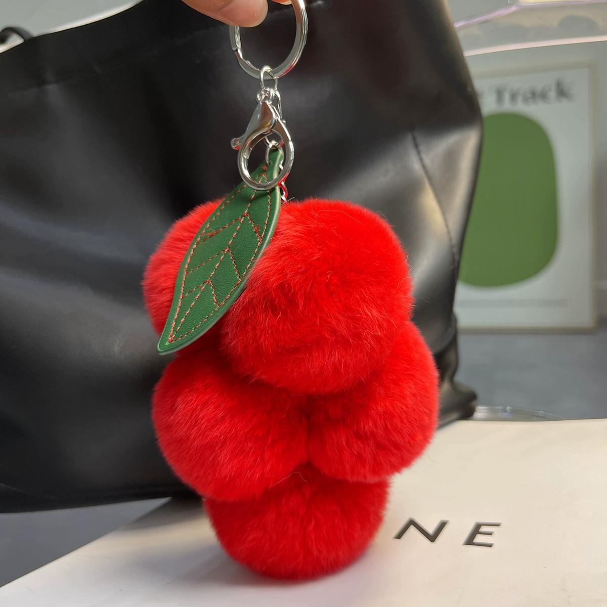 

Настоящий мех кролика рекс Маленький кулон в виде винограда Кулон для сумки Кулон для ключей автомобиля с милым помпоном Аксессуары Женские