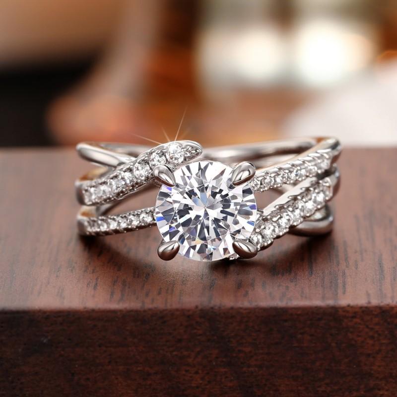 

CAOSHI Trendy Cross Ring with Bright Cubic Zirconia Bridal Wedding Band Luxury Engagement Accessories Timeless Zircon for Women 6