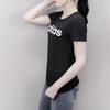 Adidas Neo Letter Logo Printed Round Neck Short Sleeve T-Shirt Women T-Shirts Black CV7026