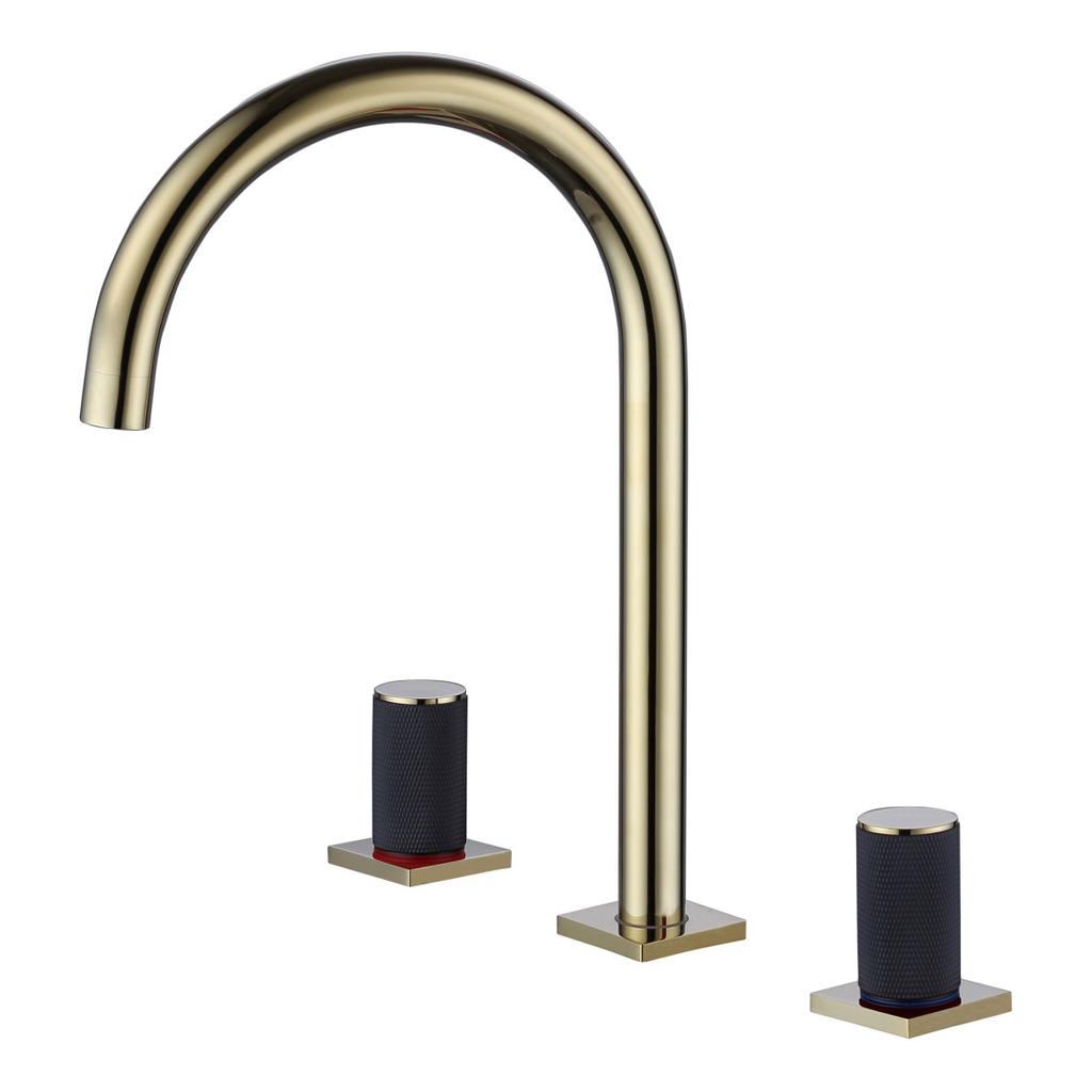 Grey Bathroom Faucet Rose Gold and Black Widespread Basin Faucets Soild Brass Sink Mixer Hot & Cold Lavatory Faucet Crane Vessel