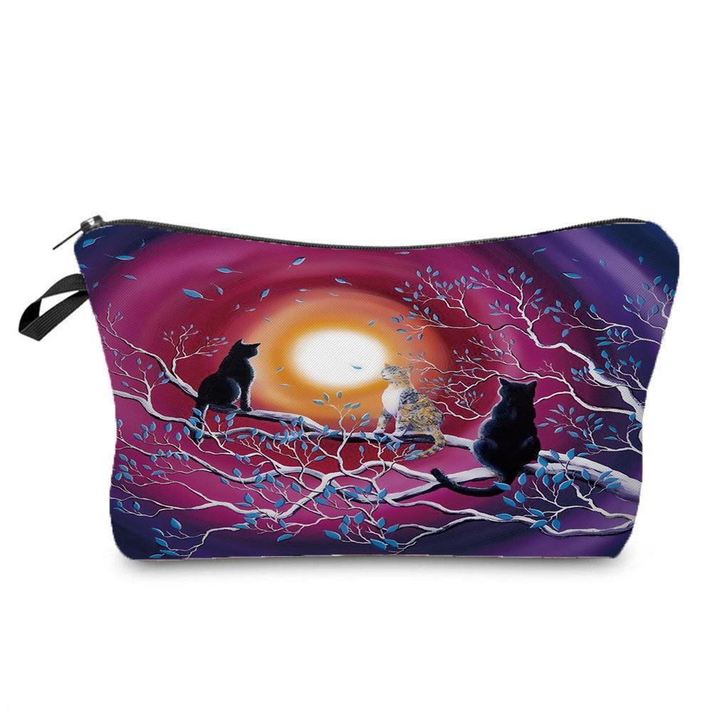 Women Cat Print Cosmetic Bag Toiletries Organize Travel Storage Case 6689