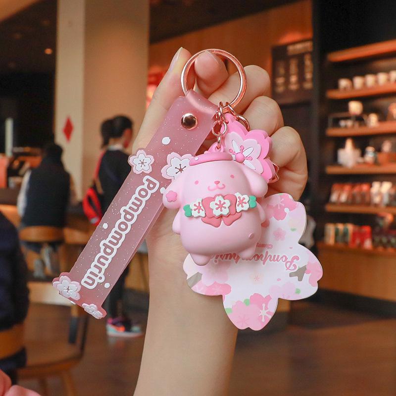 Sanrio Cherry Blossom 2022 Keychain: Kuromi & Cinnamoroll Cartoon Keyring for Girls