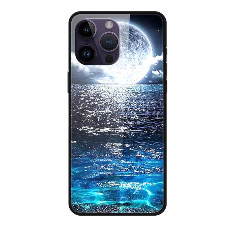 Glass Back Cover For iphone 16 Pro Max Phone Case 16Pro Max Hard Tempered Glass Case For iphone 15 Pro Max Case Soft TPU Bumper