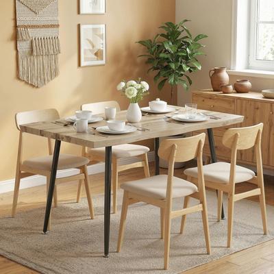 Dining Table for 4 People, 110 Cm, Nordic Rectangular Kitchen Table with Steel Legs for Living Room and Dining Room, Oak